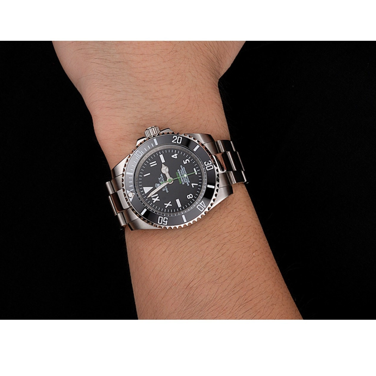 Rolex aaa copy Dial Bamford Stainless Steel Black Case Roman With Submariner Bracelet Black And Bezel Numerals Rolex 0525